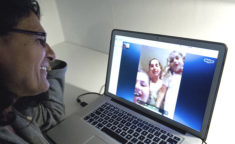 Man chatting on Skype